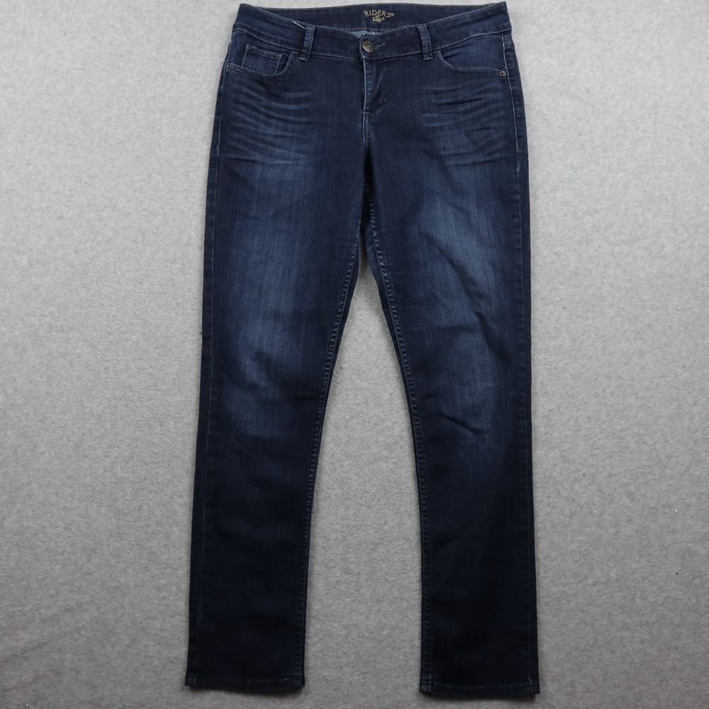 Riders By Lee Jeans Womens 10M Classic Straight Leg Stretch Flex Denim Dark Blue